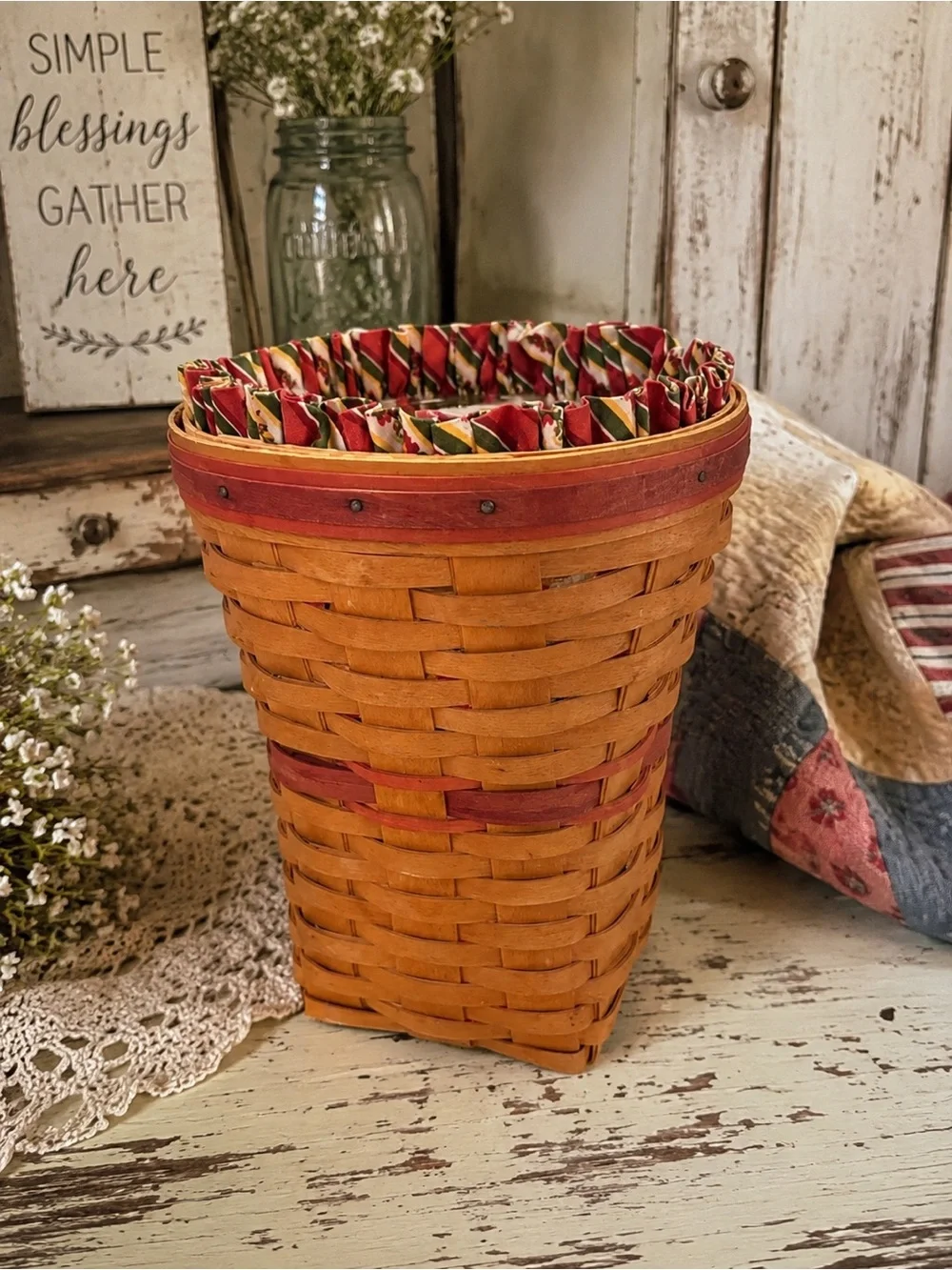Longaberger 1998 May Series Snapdragon Basket Liner & Protector